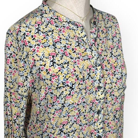 EQUIPMENT 100% Silk Hi-Low Floral Popover Blouse Split Neck Ava Relaxed Pink S - Picture 5 of 11